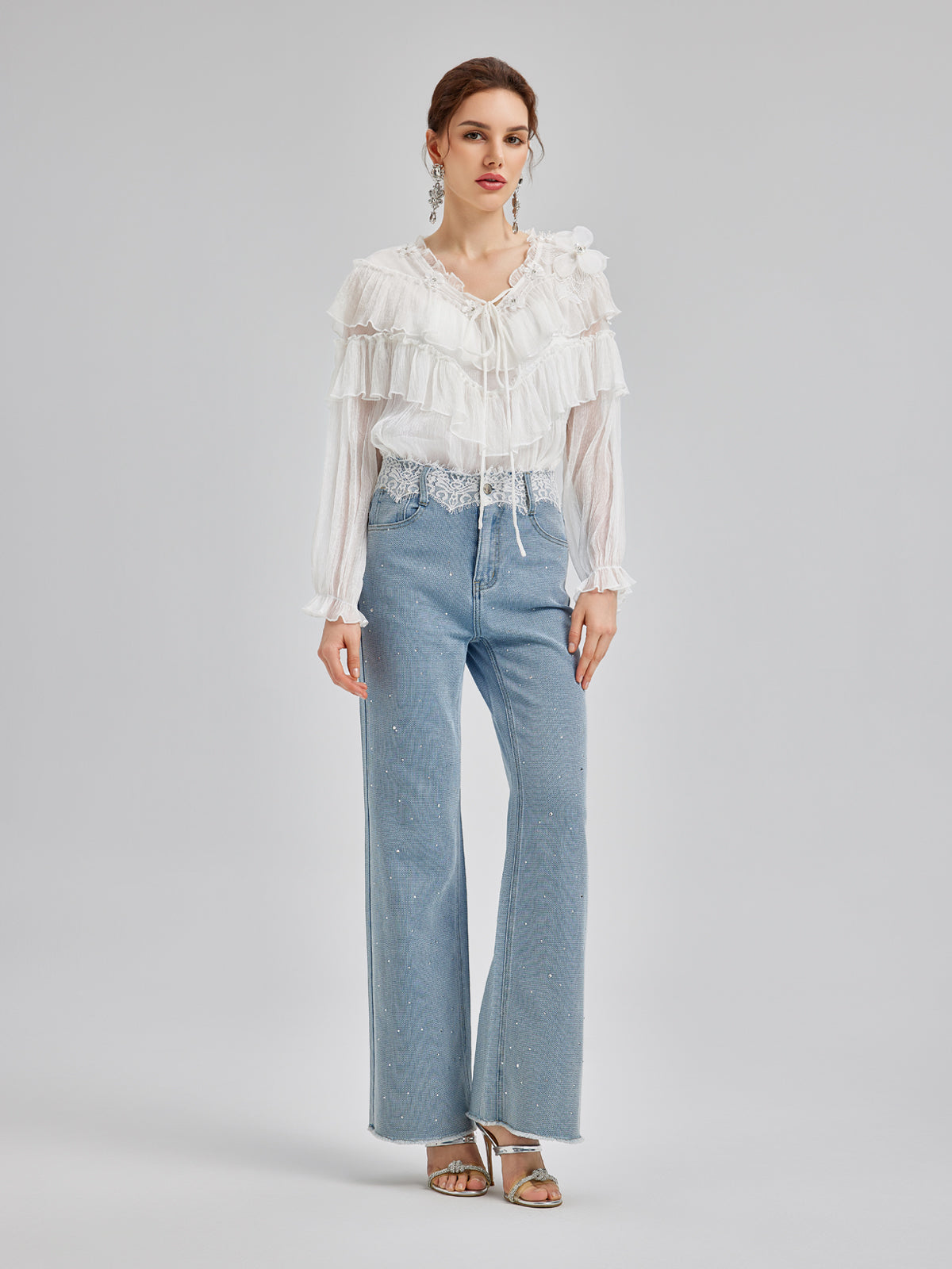 Ruffled Silk Design Top