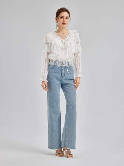 Ruffled Silk Design Top