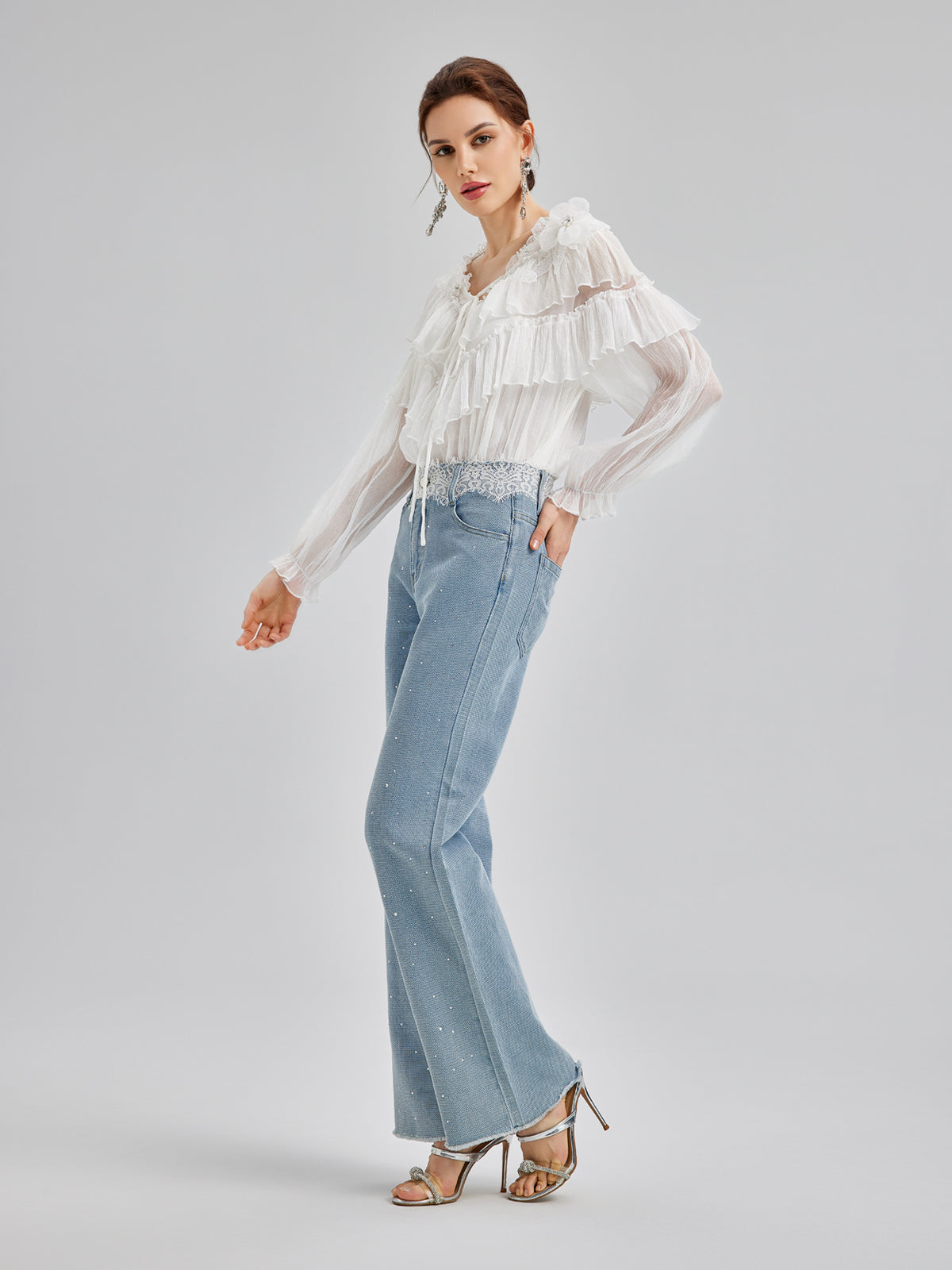 Ruffled Silk Design Top