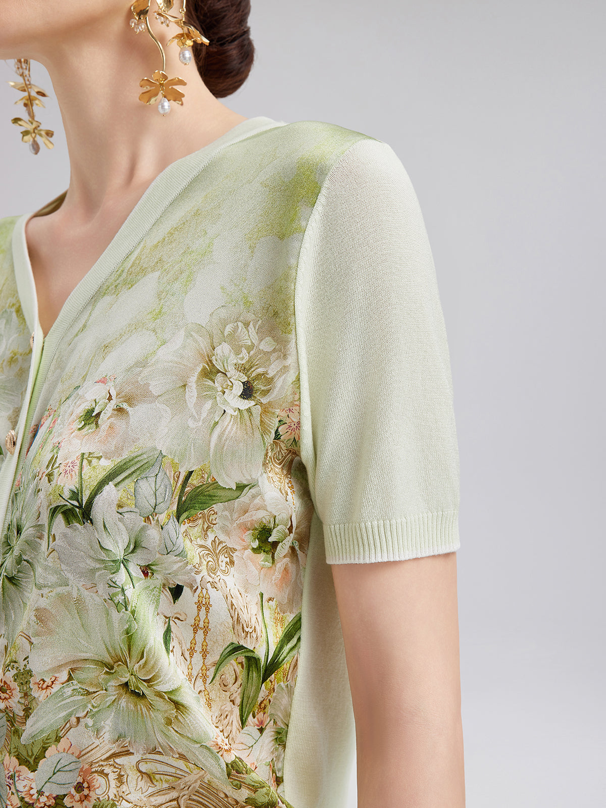 Silk Floral Print Cardigan