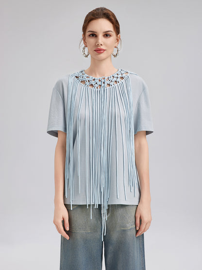 Handcrafted Woven Tassel T-Shirt