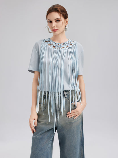 Handcrafted Woven Tassel T-Shirt