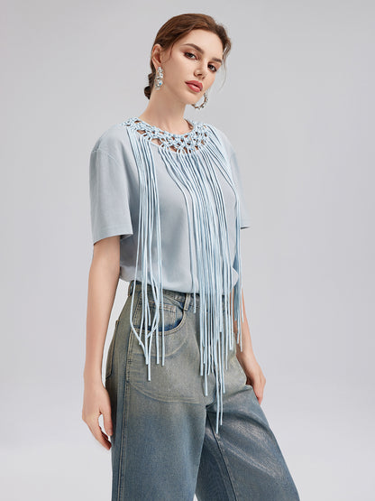 Handcrafted Woven Tassel T-Shirt