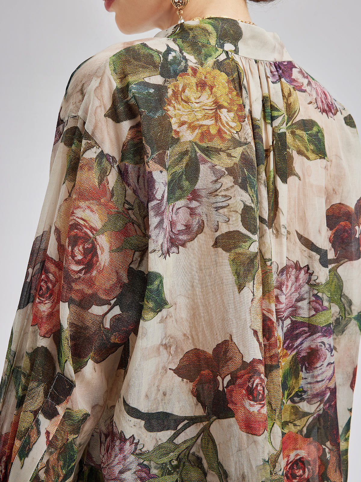 Classical Romantic Print Silk Shirt