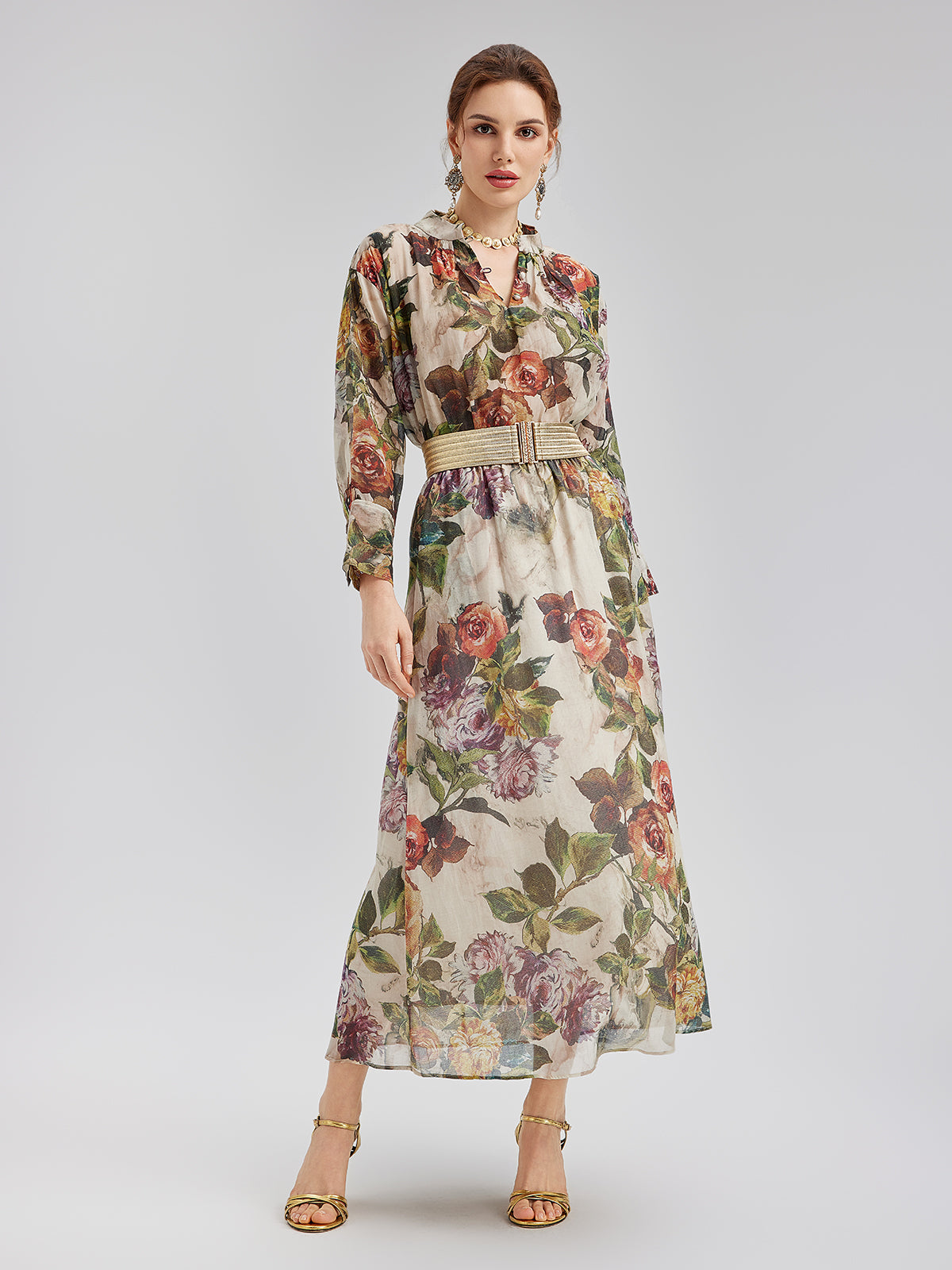 Classical Romantic Print Silk Shirt