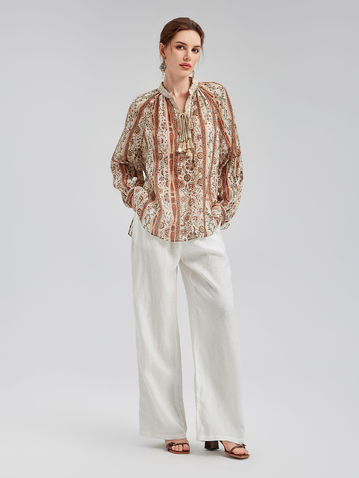 Adjustable Linen Straight Pants