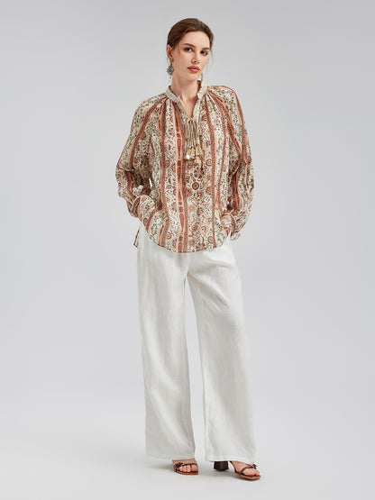 Adjustable Linen Straight Pants