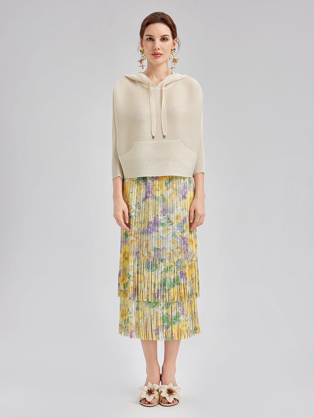 Pleated Hooded Casual Top