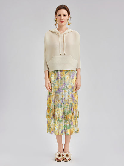 Pleated Hooded Casual Top