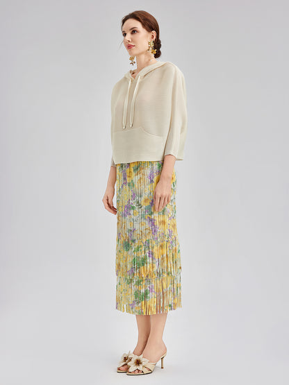 Pleated Hooded Casual Top
