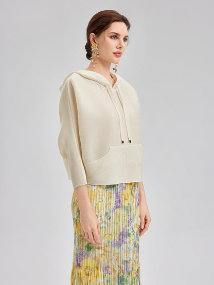 Pleated Hooded Casual Top