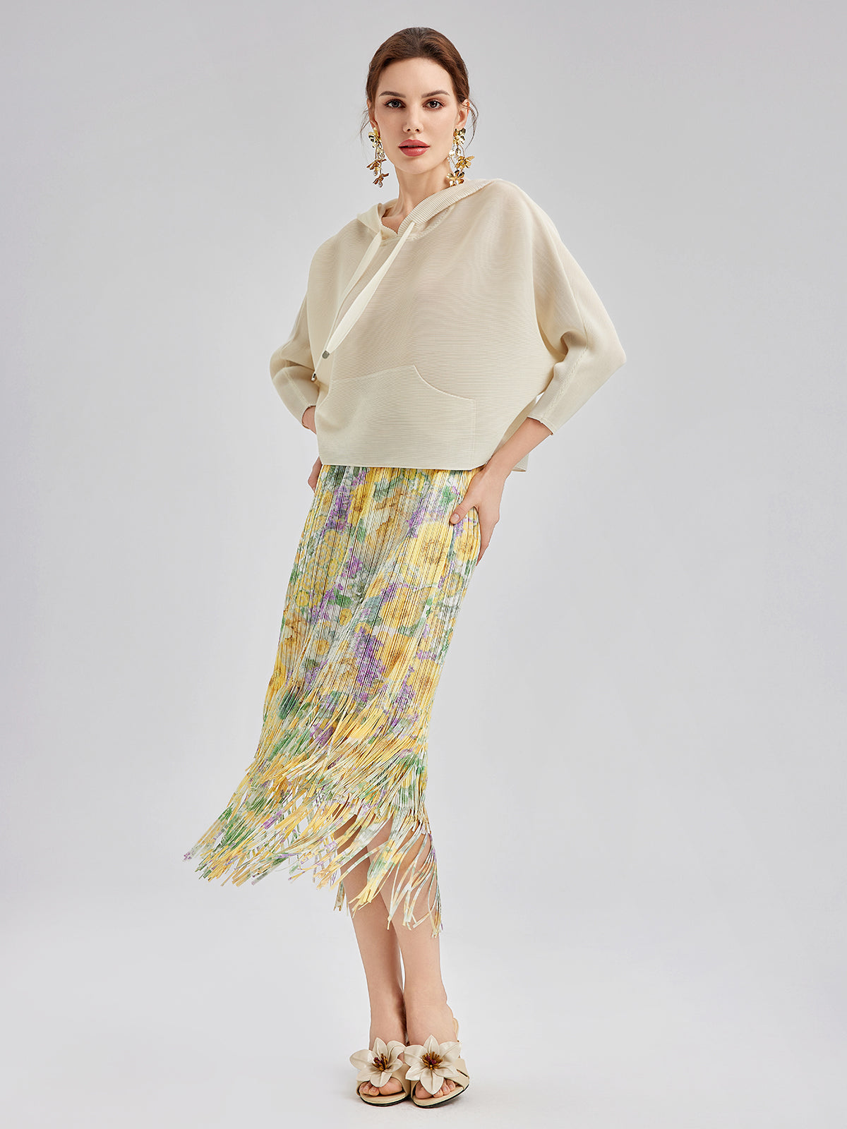 Pleated Hooded Casual Top