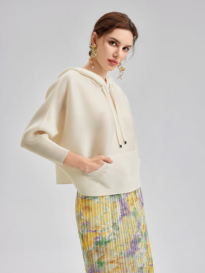 Pleated Hooded Casual Top
