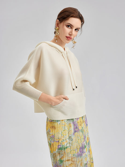 Pleated Hooded Casual Top