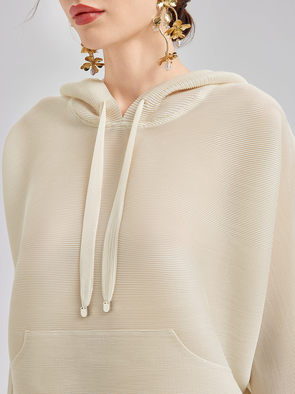 Pleated Hooded Casual Top