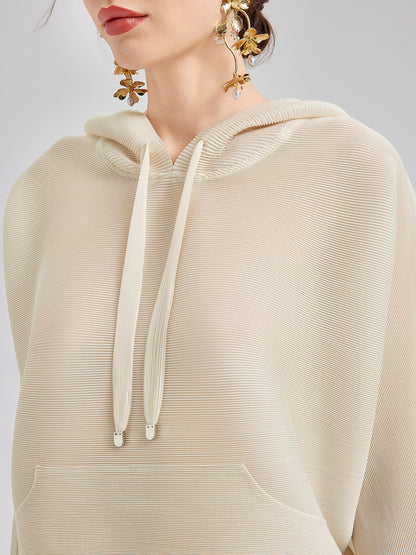 Pleated Hooded Casual Top