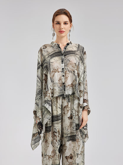Baroque Print Cupro Vacation Shirt