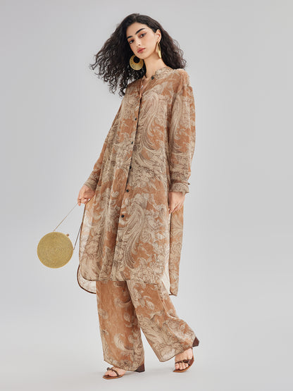 Baroque Print Cupro Vacation Dress