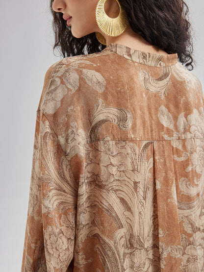 Baroque Print Cupro Vacation Dress