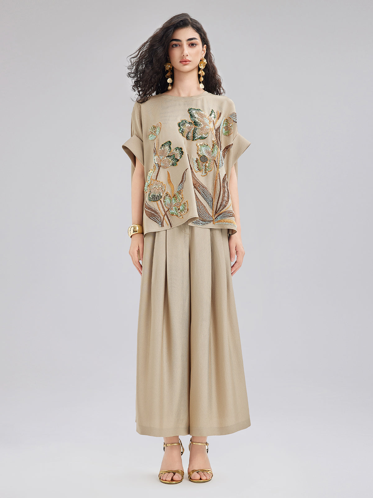 Vintage Hand-Beaded Appliqué Top