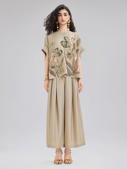 Vintage Hand-Beaded Appliqué Top