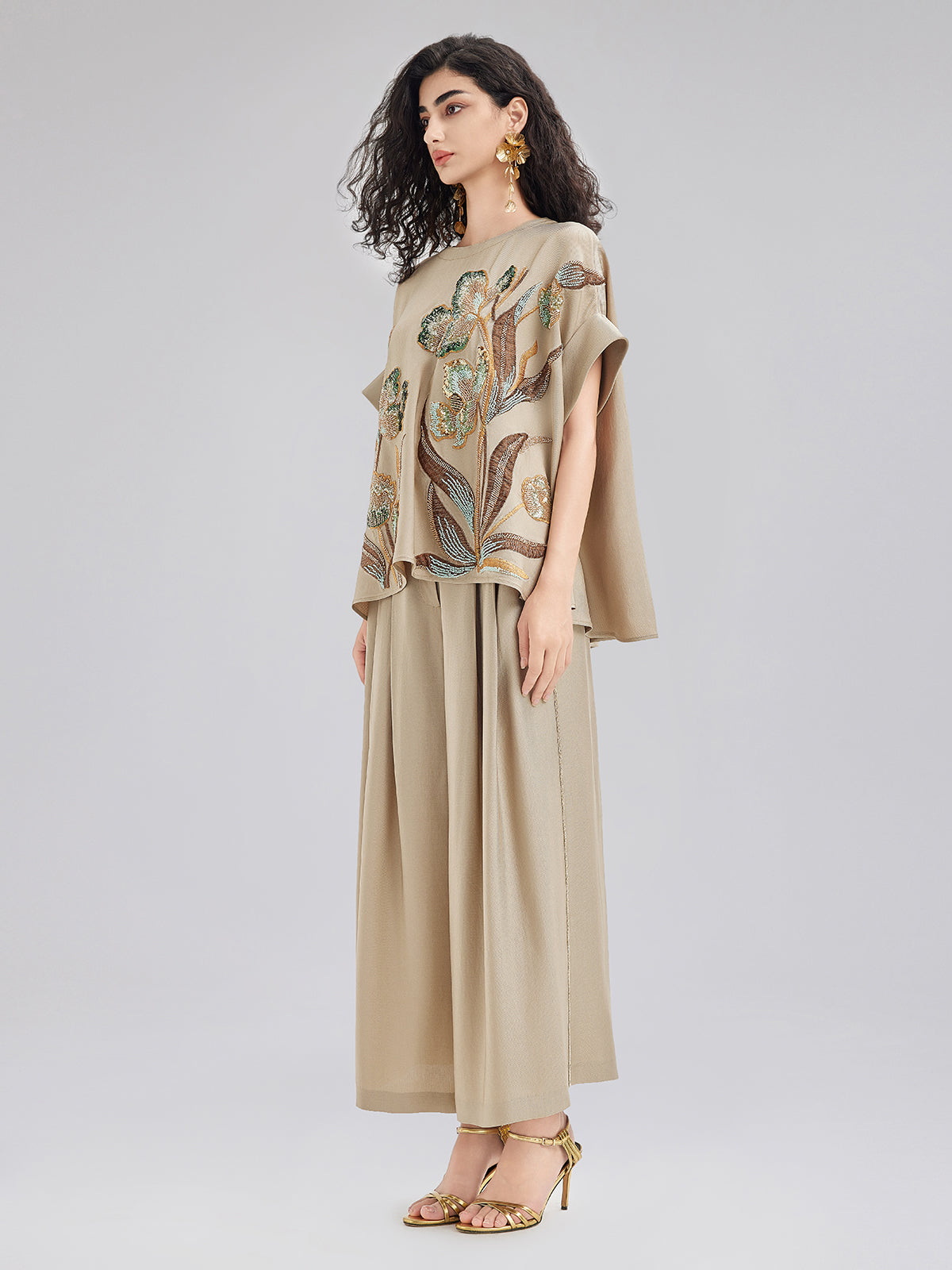 Vintage Hand-Beaded Appliqué Top