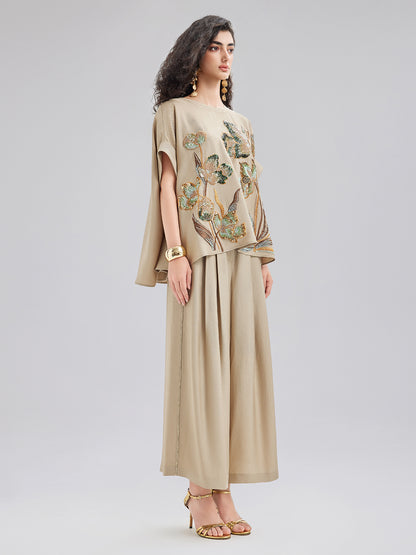 Vintage Hand-Beaded Appliqué Top