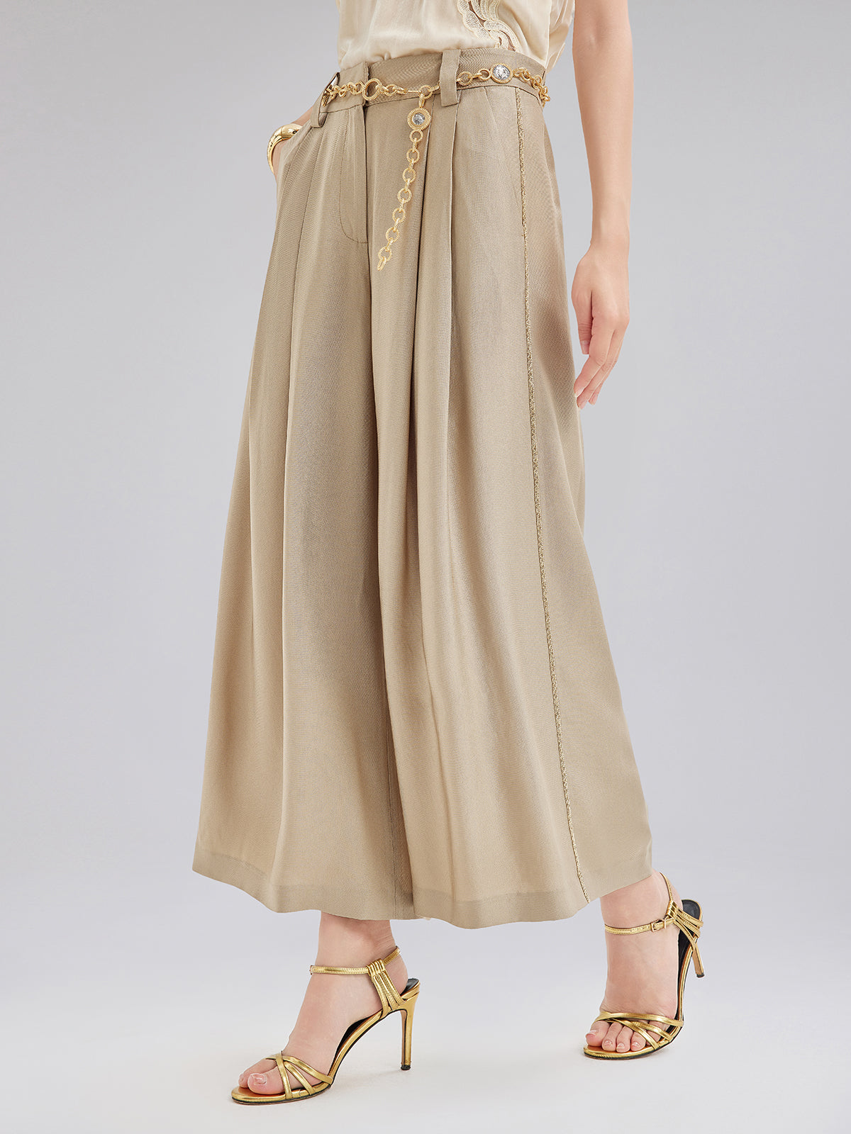 Vintage Metal-Chain Wide Pants