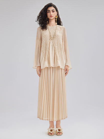 Luxe Pleated Elegant Relaxed Elasticed Pants