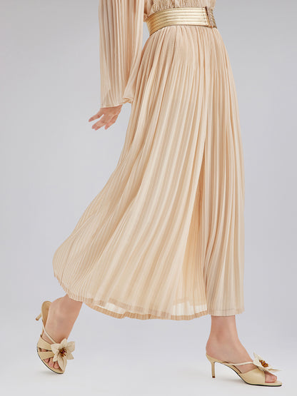 Luxe Pleated Elegant Relaxed Elasticed Pants