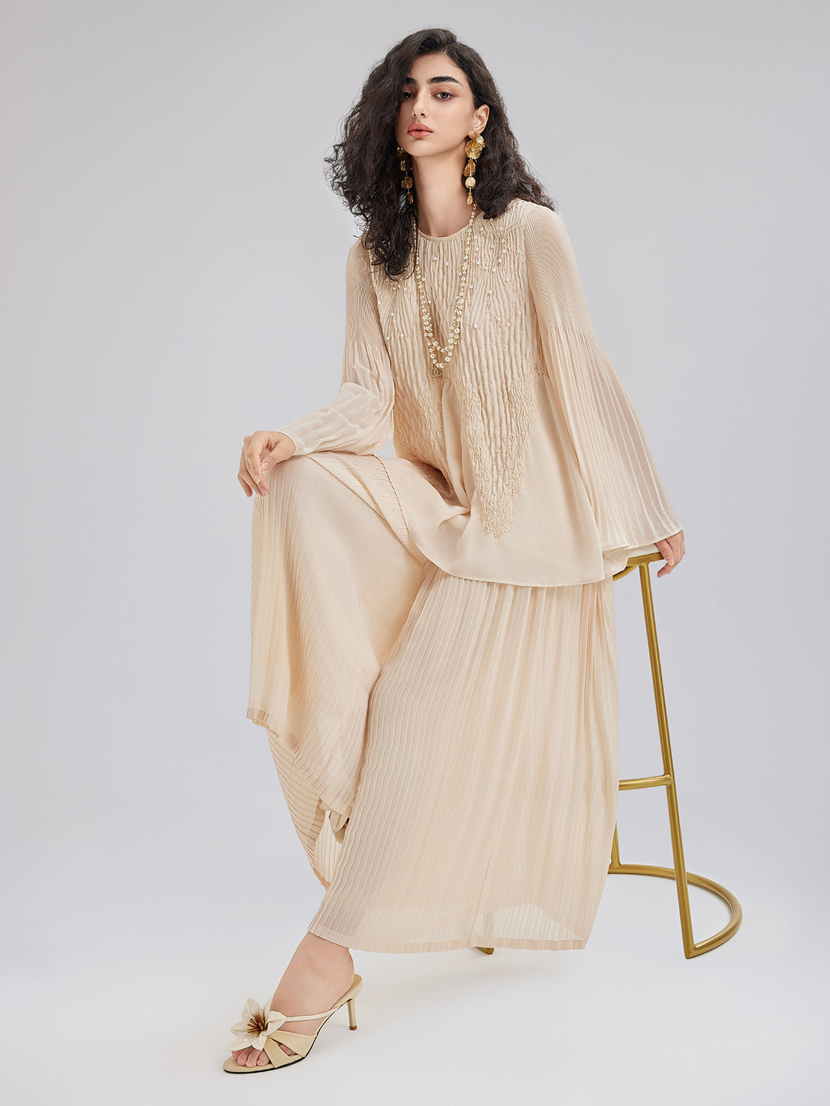 Luxe Pleated Elegant Relaxed Elasticed Pants