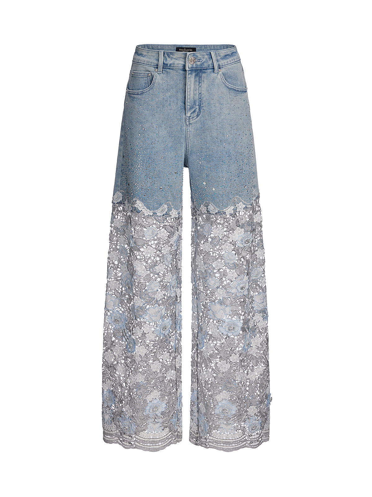 Final Sale | Elegant Rhinestone Lace Denim Jeans