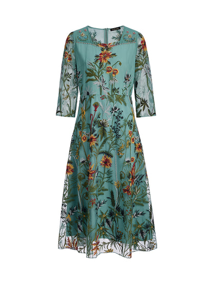 Hand-Beaded Floral Embroidered Dress