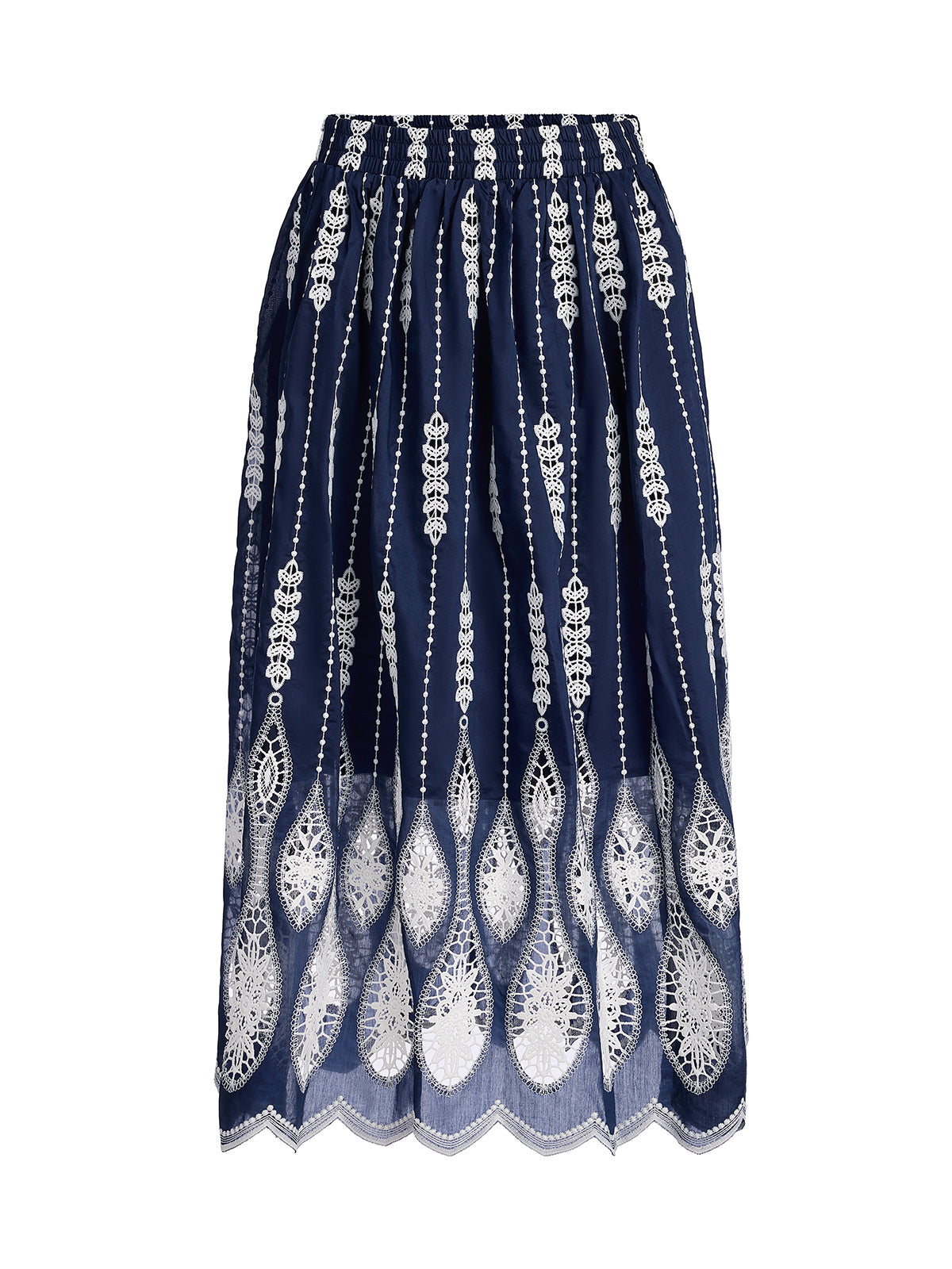 Final Sale | Intricate Wheat-Ear Embroidered Cutout Skirt