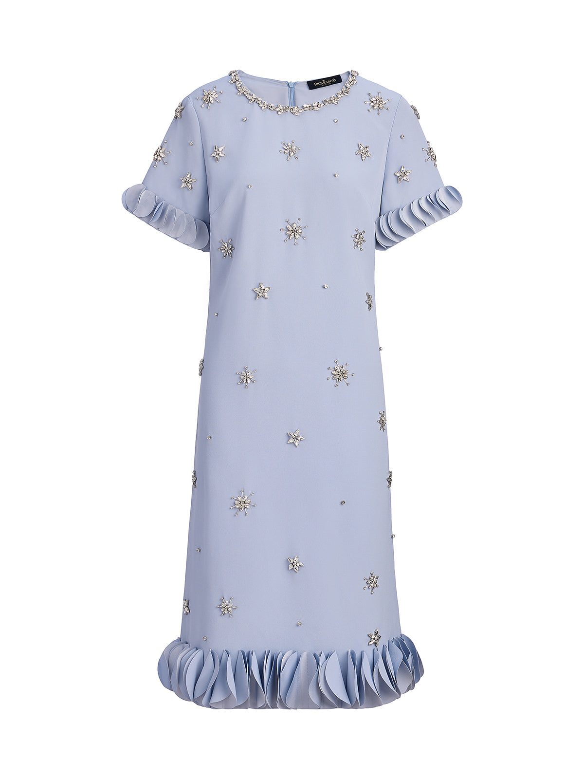 Hand-Sewn Beaded Floral-Trim Dress