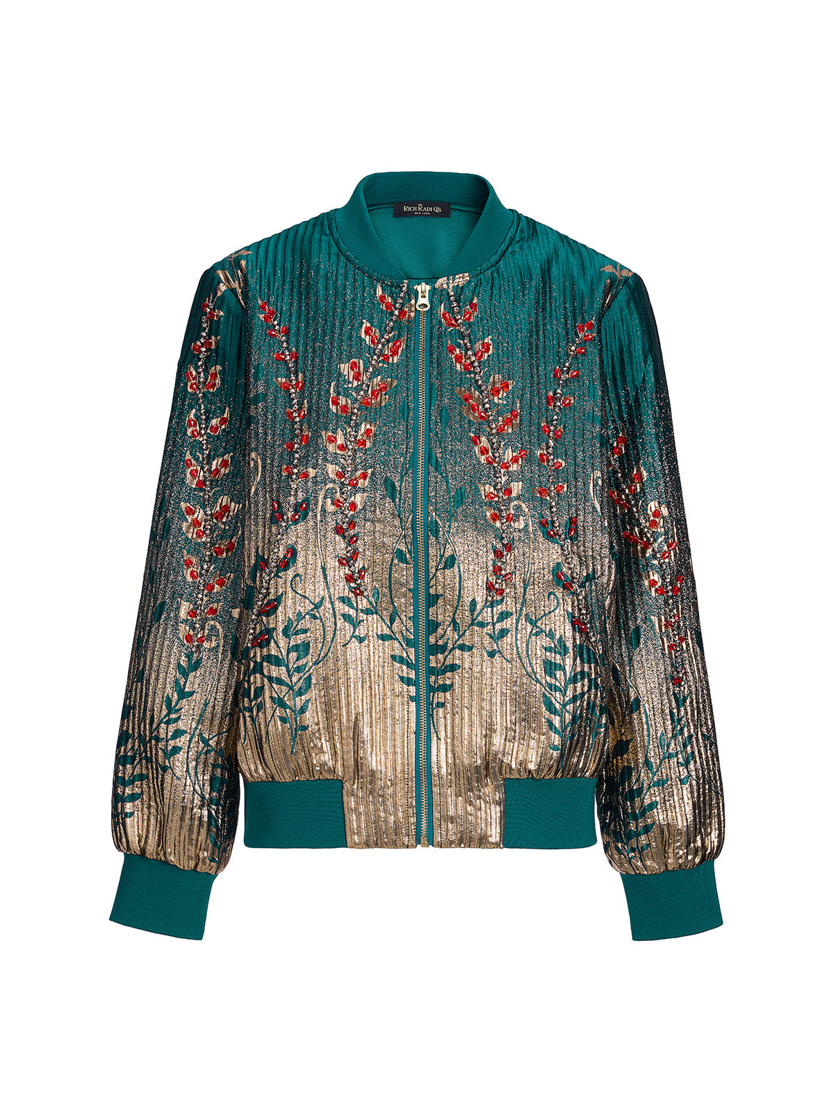 Final Sale | Hand-Sewn Beaded Gradient Baseball Jacket