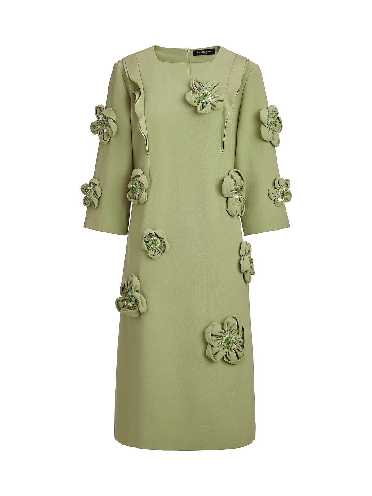 Hand-Sewn Beaded 3D Floral Dress