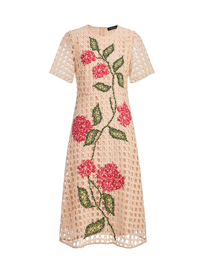 Embroidered Cutout A Line Dress