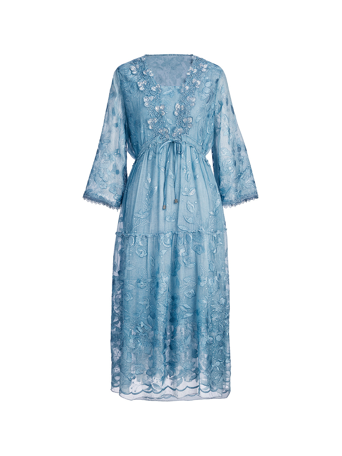 Premium Silk Dyed Embroidered Sequin Dress