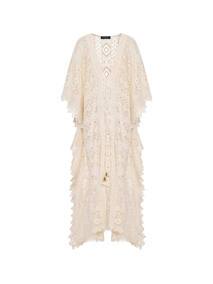 100% Cotton Crochet Lace Geometric Cover-Up