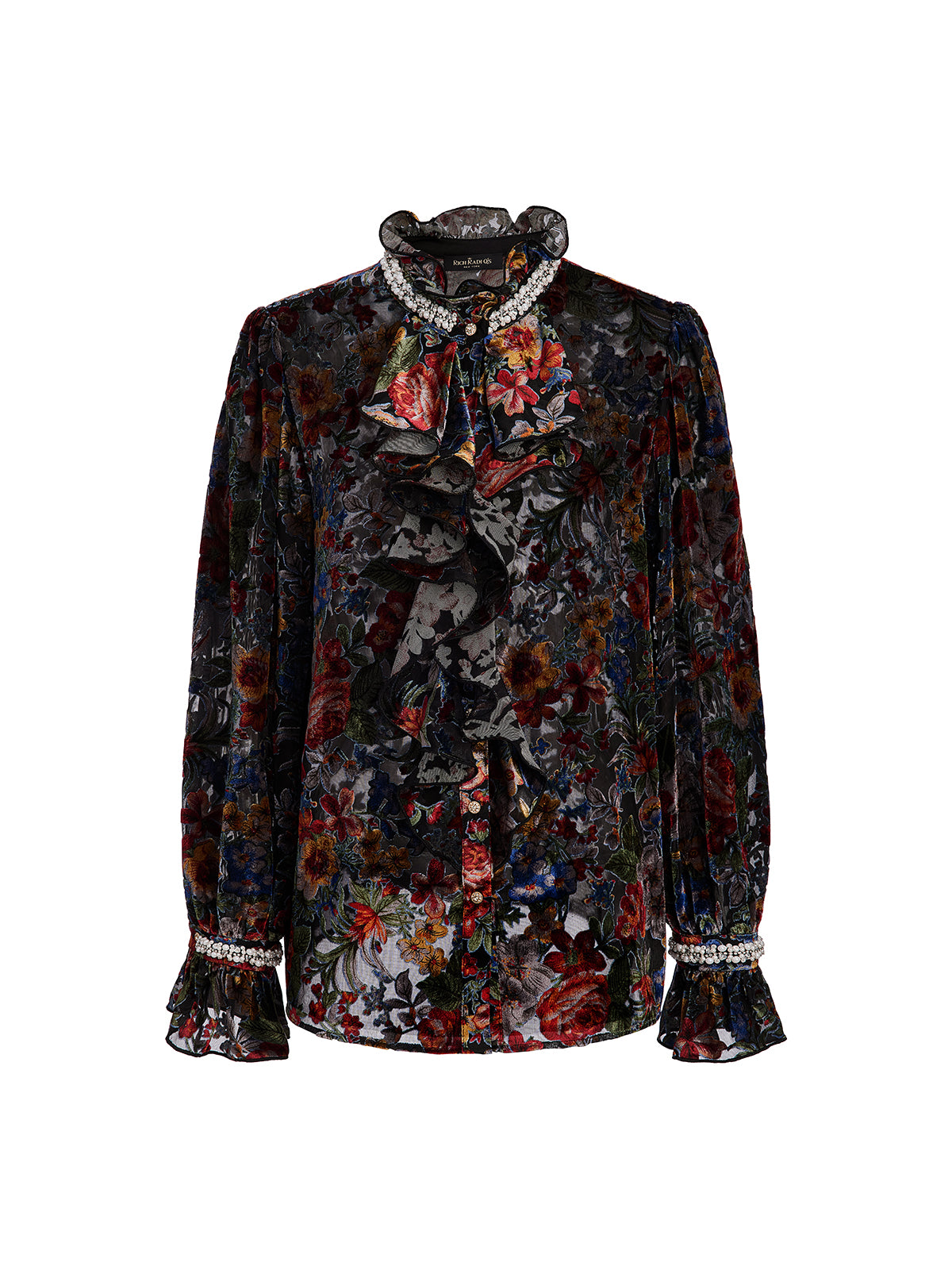 Burnout Velvet Floral Pearl Shirt